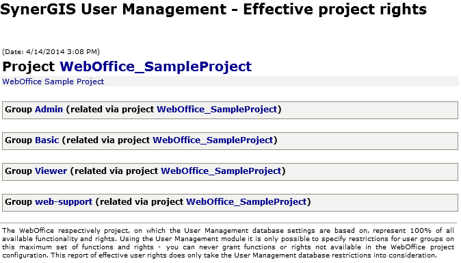 UserManagement Admin Web - report for effective project rights UserManagement Admin Web - report for effective project rights