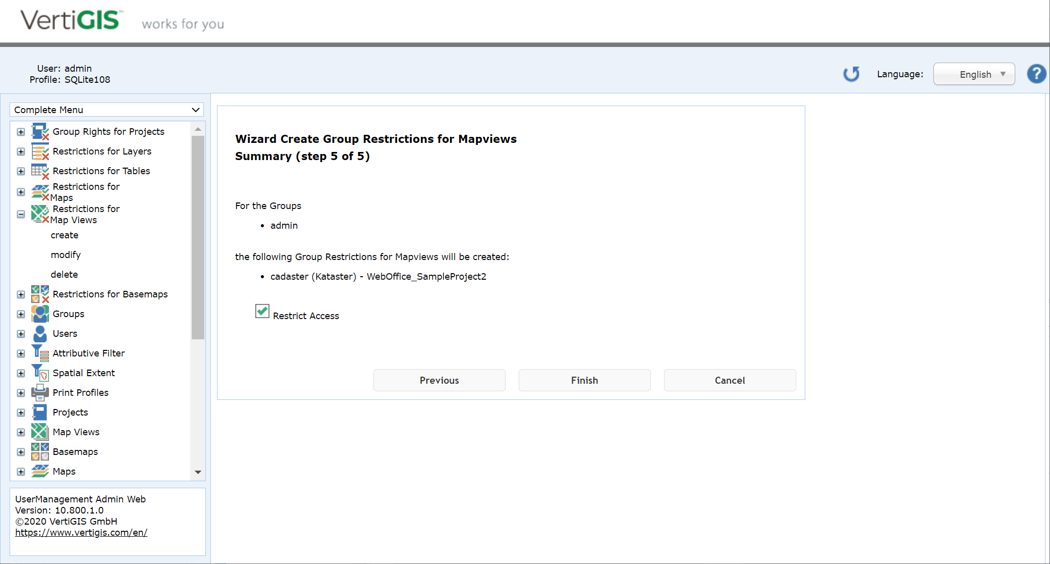 Create restrictions for map views - step 5 Create restrictions for map views - step 5