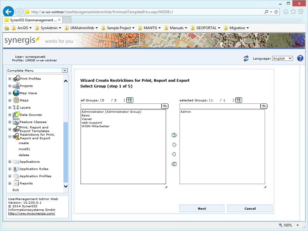 Create restrictions for print, report and export - step 1 Create restrictions for print, report and export - step 1