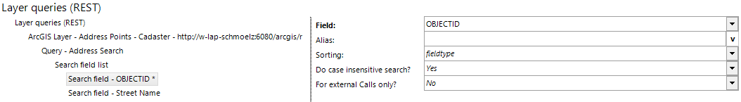 Search field configuration Search field configuration