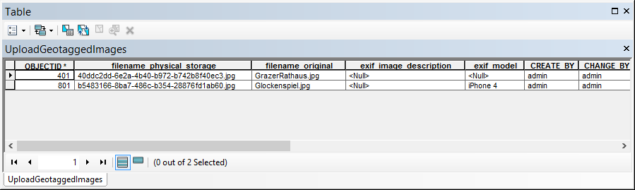 Example for a point feature class used for mapping the EXIF header information Example for a point feature class used for mapping the EXIF header information