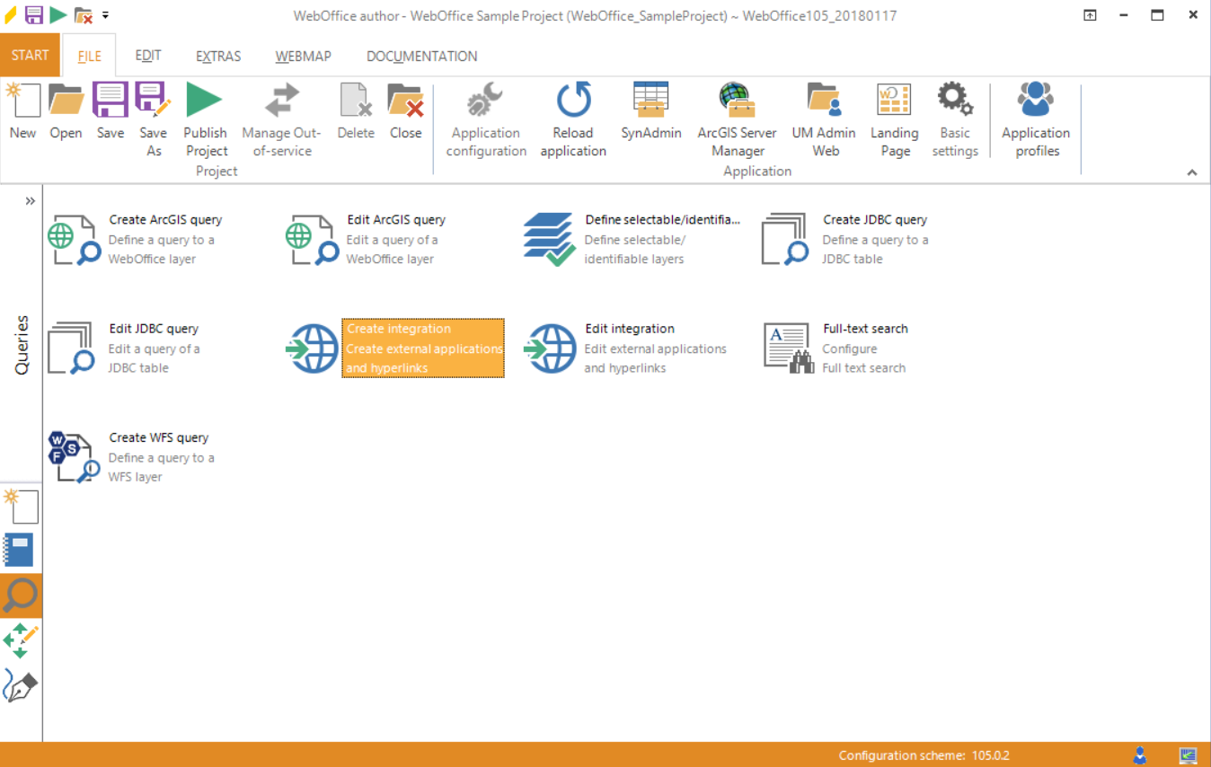 Starting the wizard "Create integration" Starting the wizard "Create integration"