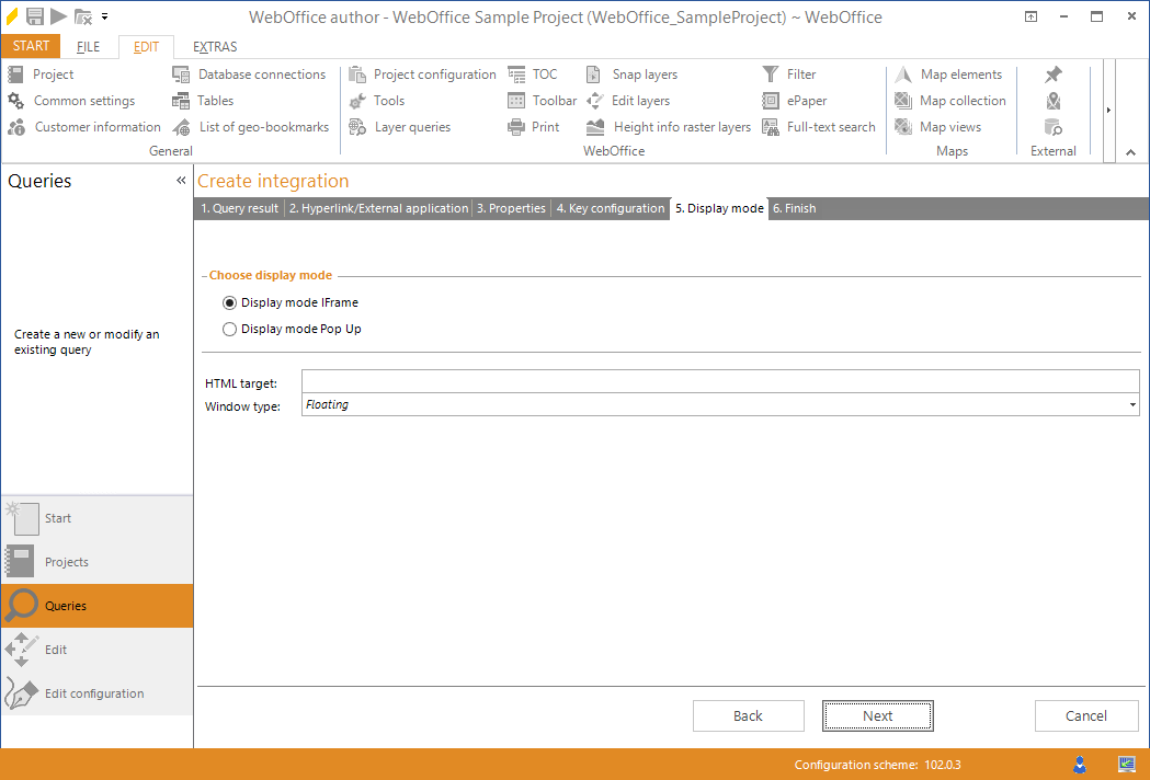 Wizard "Create integration" - display mode Wizard "Create integration" - display mode
