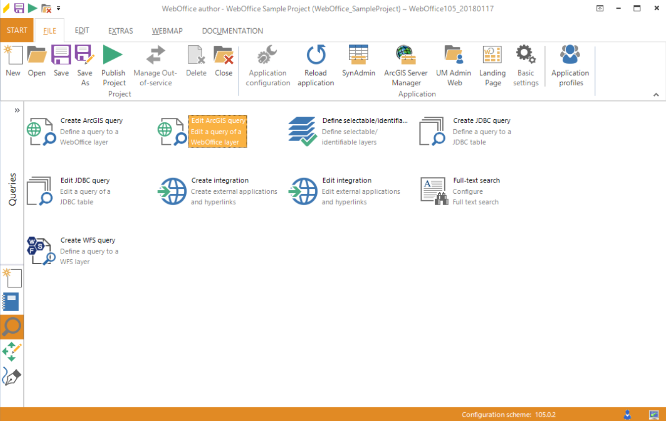 Starting the wizard "Edit layer query" Starting the wizard "Edit layer query"