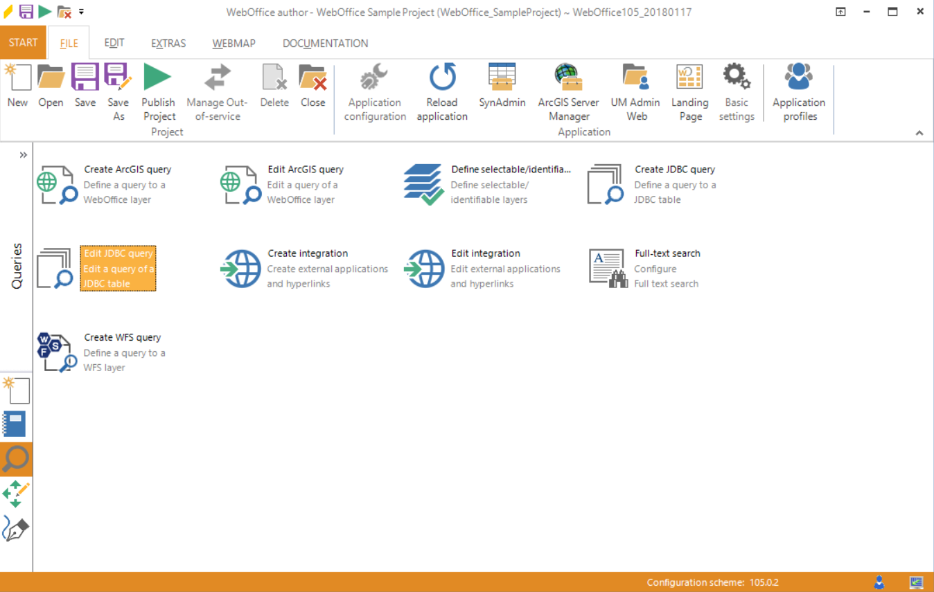 Starting the wizard "Edit table query" Starting the wizard "Edit table query"