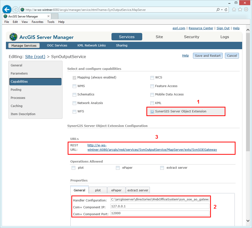 Activate SynerGIS server object extension Activate SynerGIS server object extension