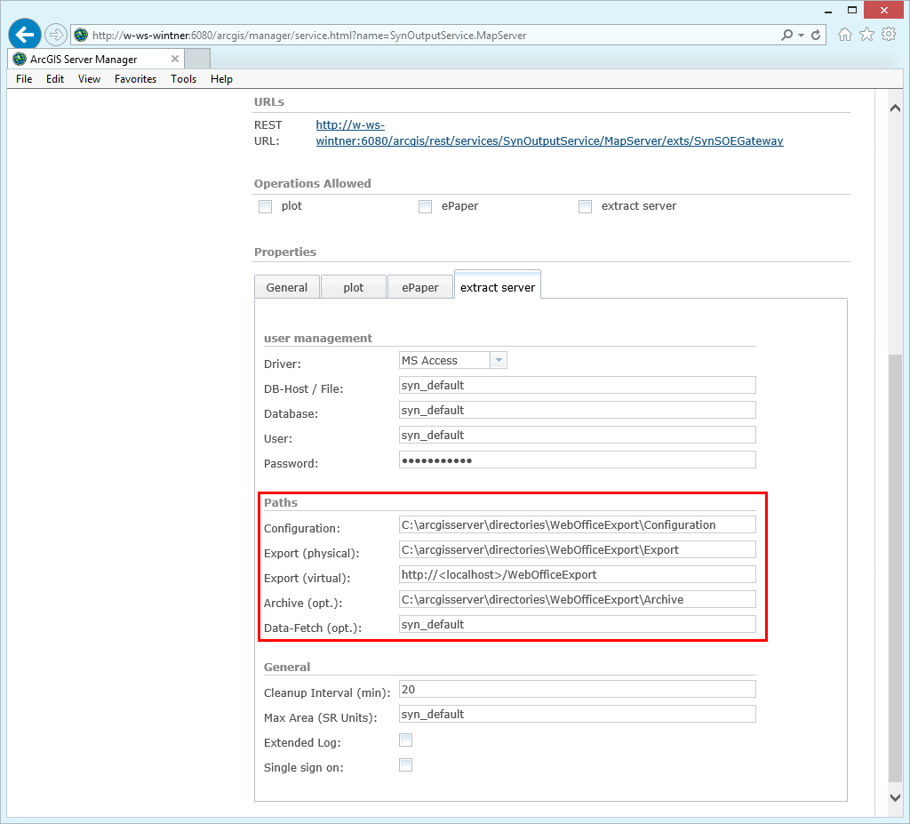 Configure parameters for WebOffice extract server extension Configure parameters for WebOffice extract server extension