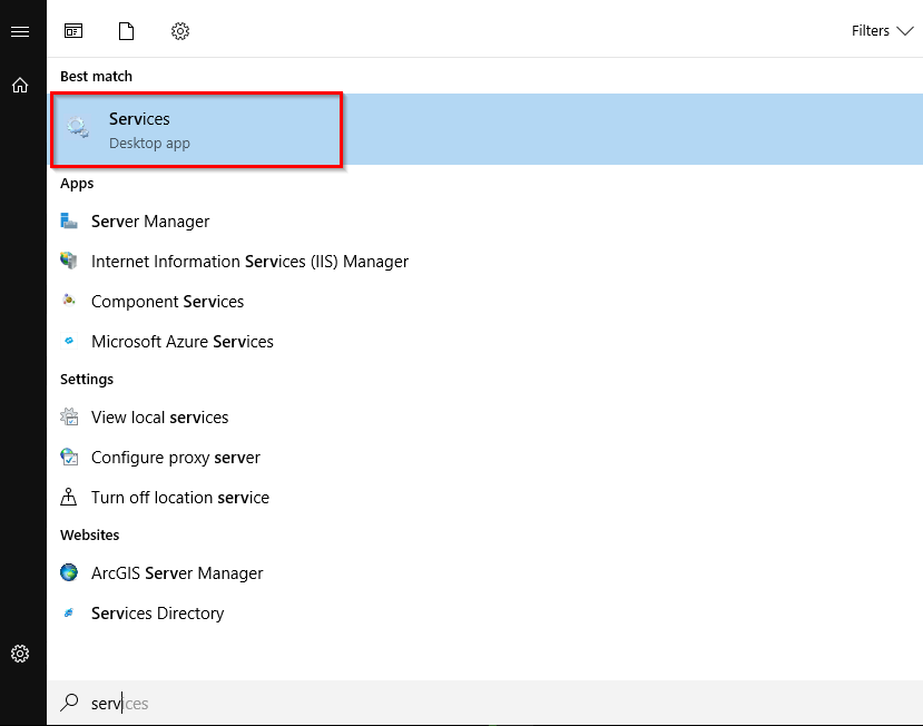 Open Windows Services from the start menu Open Windows Services from the start menu