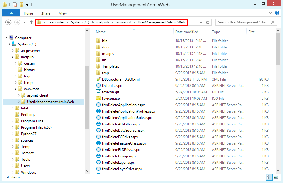 Directory structure of WebOffice usermanagement web application Directory structure of WebOffice usermanagement web application