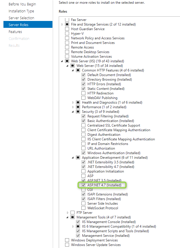 Required IIS components for WebOffice usermanagement Required IIS components for WebOffice usermanagement