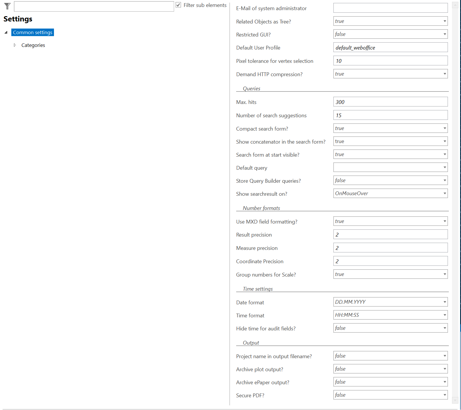 Common settings Common settings