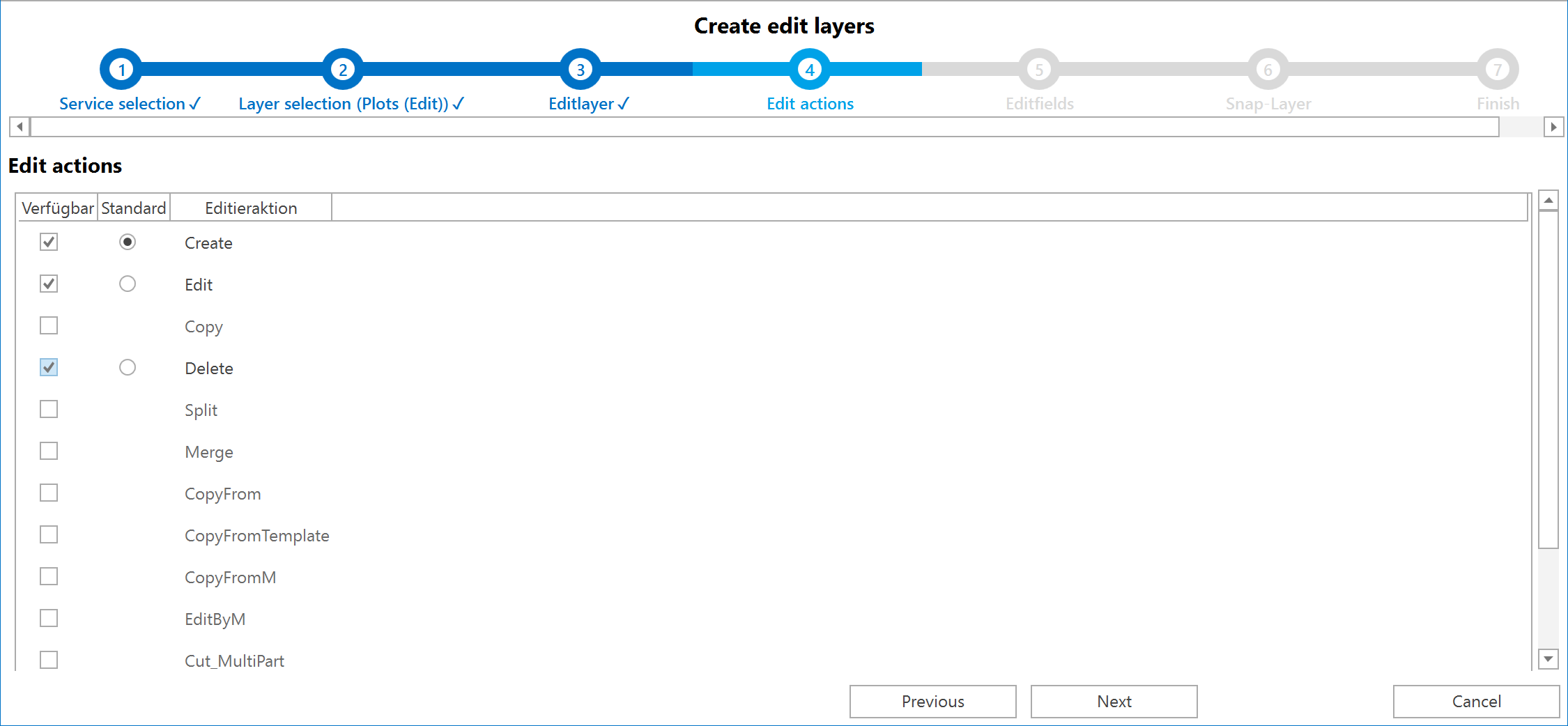 Wizard "Create edit layers" - Step 4 Wizard "Create edit layers" - Step 4