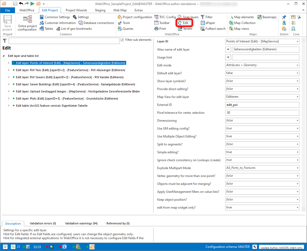 Edit layers configuration Edit layers configuration