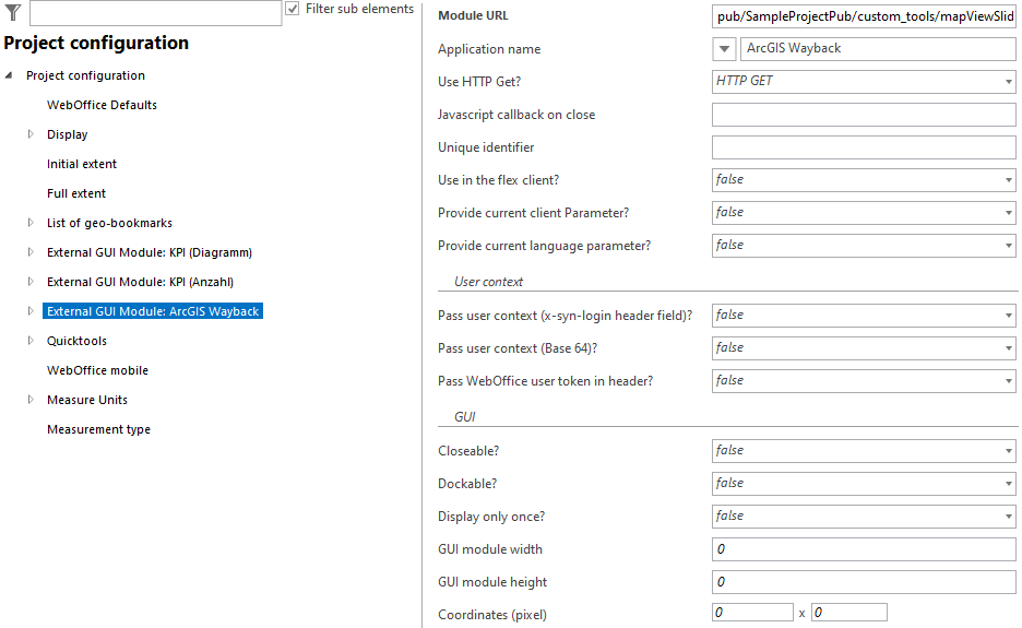 External GUI module configuration External GUI module configuration