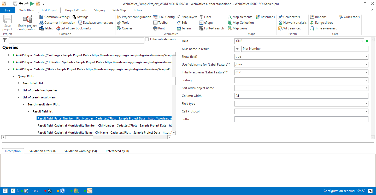 Result field configuration Result field configuration
