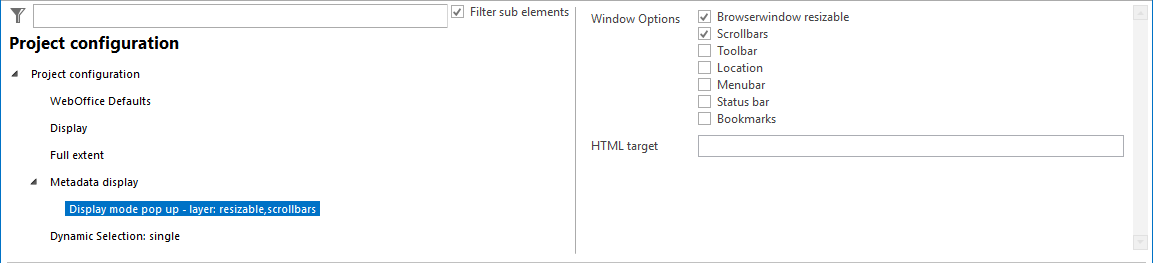 Display mode pop up configuration Display mode pop up configuration