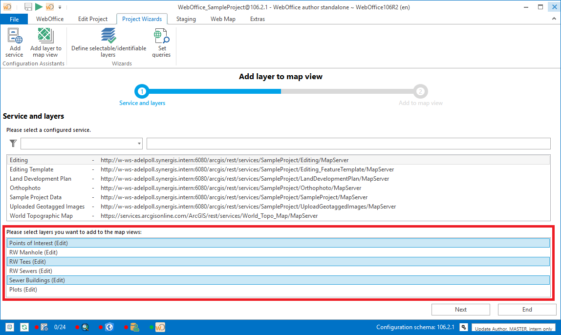 Selection of layers Selection of layers