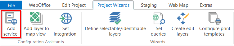 "Add service" - Configuration Assistant in the WebOffice author standalone Menu "Add service" - Configuration Assistant in the WebOffice author standalone Menu