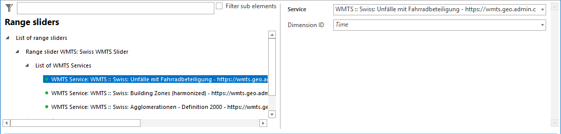 Configuration of a list of WMTS services Configuration of a list of WMTS services