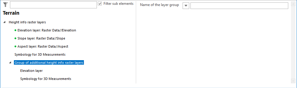 Group of additional height info raster layers configuration Group of additional height info raster layers configuration