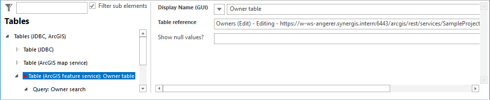Table configuration (ArcGIS Feature Service) Table configuration (ArcGIS Feature Service)