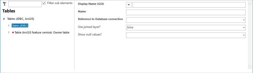 Table (JDBC) configuration Table (JDBC) configuration