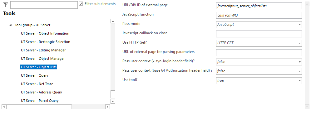 Configuration - UT Server Object lists Configuration - UT Server Object lists