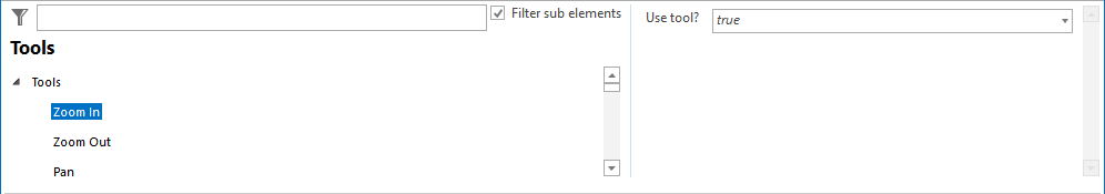 Zoom in tool configuration Zoom in tool configuration