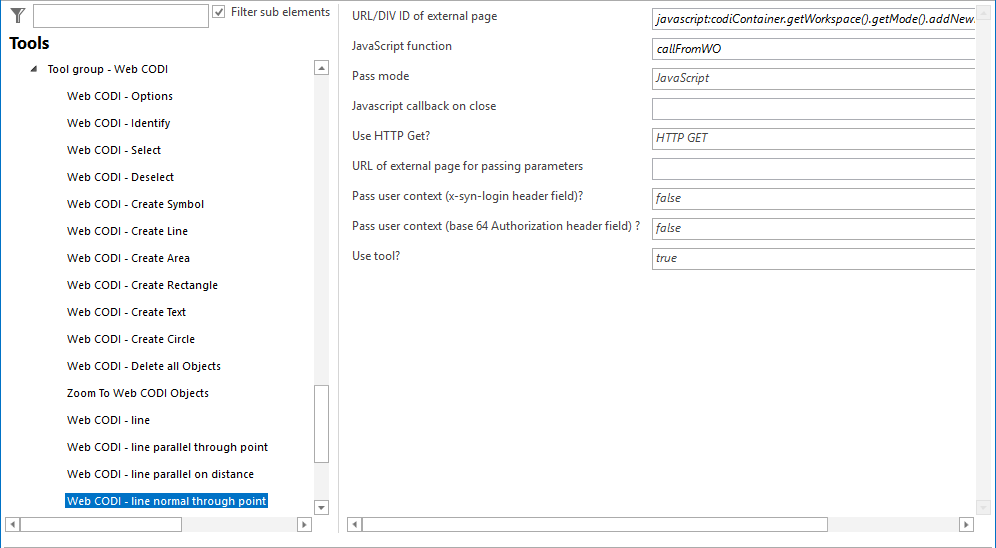 Configuration - Web CODI line normal through point Configuration - Web CODI line normal through point