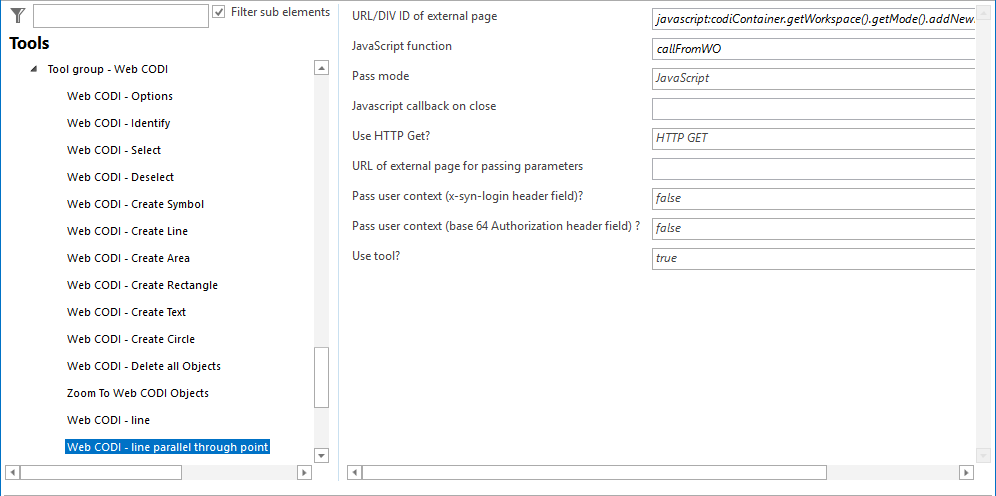 Configuration - Web CODI line parallel through point Configuration - Web CODI line parallel through point