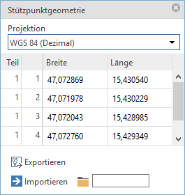 Stützpunktgeometriedialog
