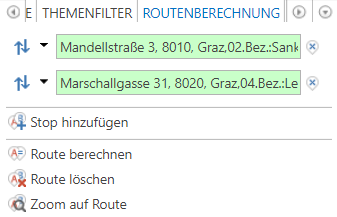 Eingabe der Routing Stops per Textfeld