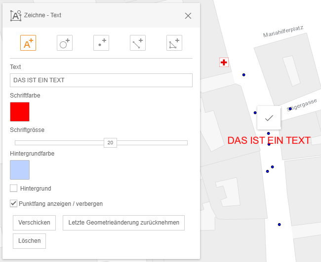 Setzen eines Textes über Punktfang mit angepasster Darstellung im WebOffice flex Client Setzen eines Textes über Punktfang mit angepasster Darstellung im WebOffice flex Client