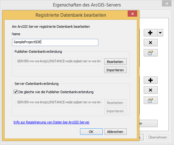Registrieren der Enterprise Geodatabase am ArcGIS Server Registrieren der Enterprise Geodatabase am ArcGIS Server