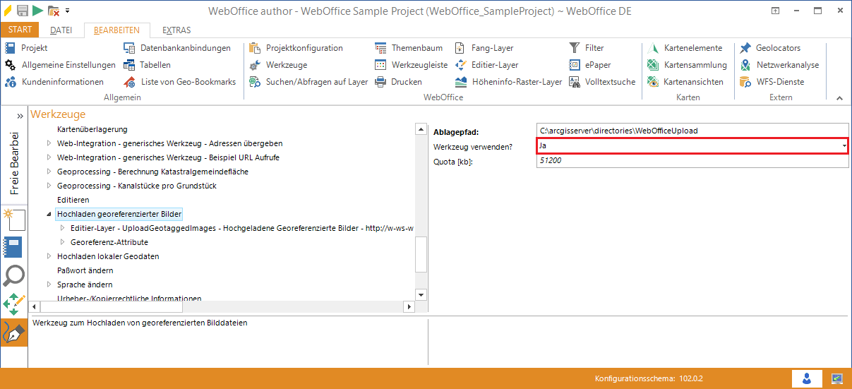 Aktivieren des Hochladen georeferenzierter Bilder Werkzeuges im WebOffice author Aktivieren des Hochladen georeferenzierter Bilder Werkzeuges im WebOffice author