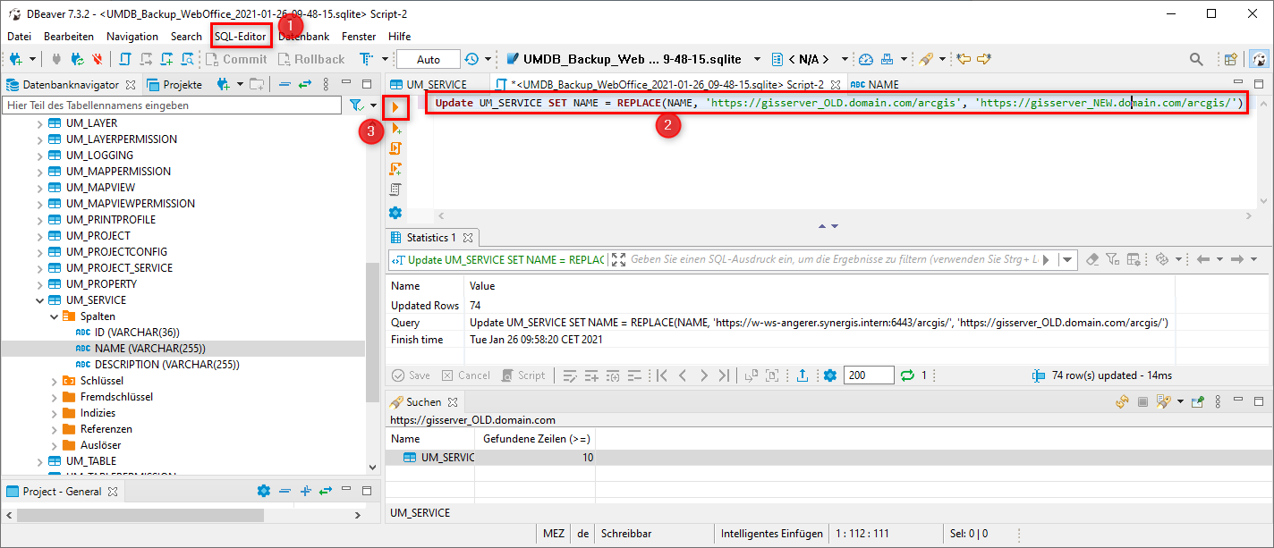 Befehl im SQL Editor ausführen Befehl im SQL Editor ausführen