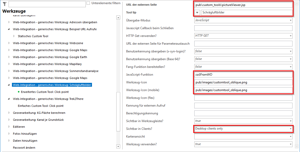 Konfiguration eines generischen Werkzeuges zur Darstellung von Schrägluftbildern Konfiguration eines generischen Werkzeuges zur Darstellung von Schrägluftbildern