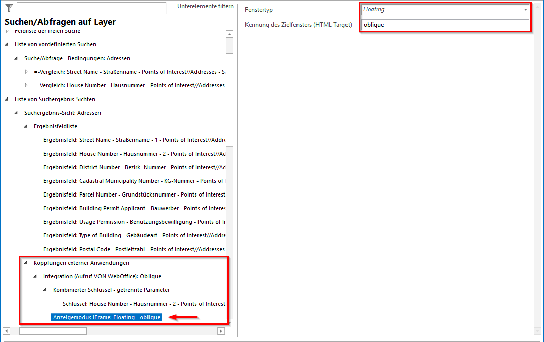Konfiguration einer Integration (Aufruf VON WebOffice) zum Aufruf des Schrägluftbilder Tool aus der Suchergebnis-Sicht (2) Konfiguration einer Integration (Aufruf VON WebOffice) zum Aufruf des Schrägluftbilder Tool aus der Suchergebnis-Sicht (2)
