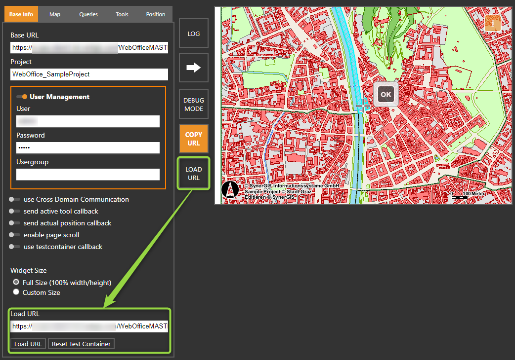 WebOffice map widget Testcontainer mit Option, um eine URL einzufügen WebOffice map widget Testcontainer mit Option, um eine URL einzufügen
