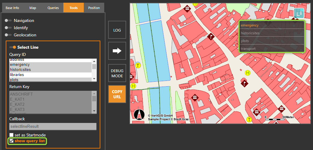 WebOffice map widget Testcontainer - Select Line mit aktivierter Themenliste WebOffice map widget Testcontainer - Select Line mit aktivierter Themenliste