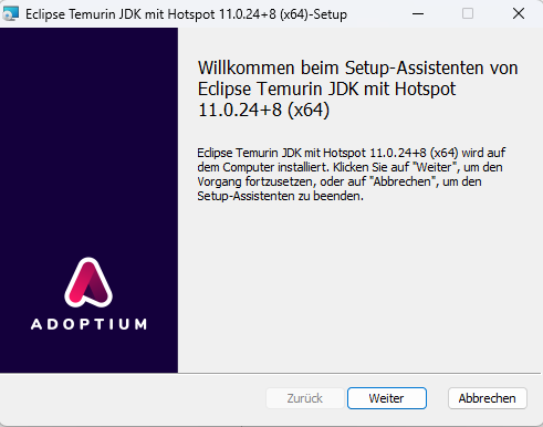 Starten des Installationssetups Starten des Installationssetups