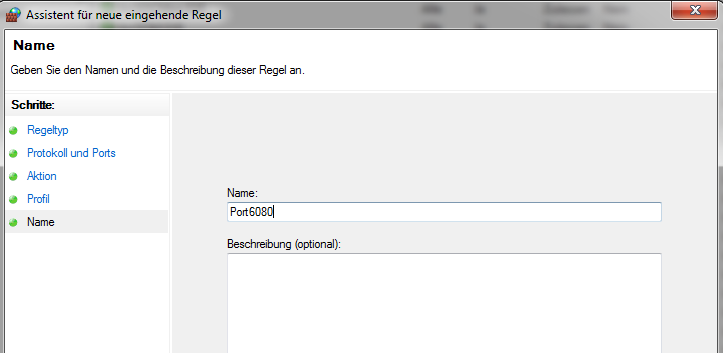 Windows Firewall mit erweiterter Sicherheit - Name vergeben Windows Firewall mit erweiterter Sicherheit - Name vergeben