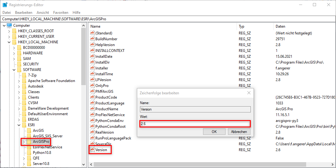 Version von ArcGIS Pro auf 2.6 ändern Version von ArcGIS Pro auf 2.6 ändern
