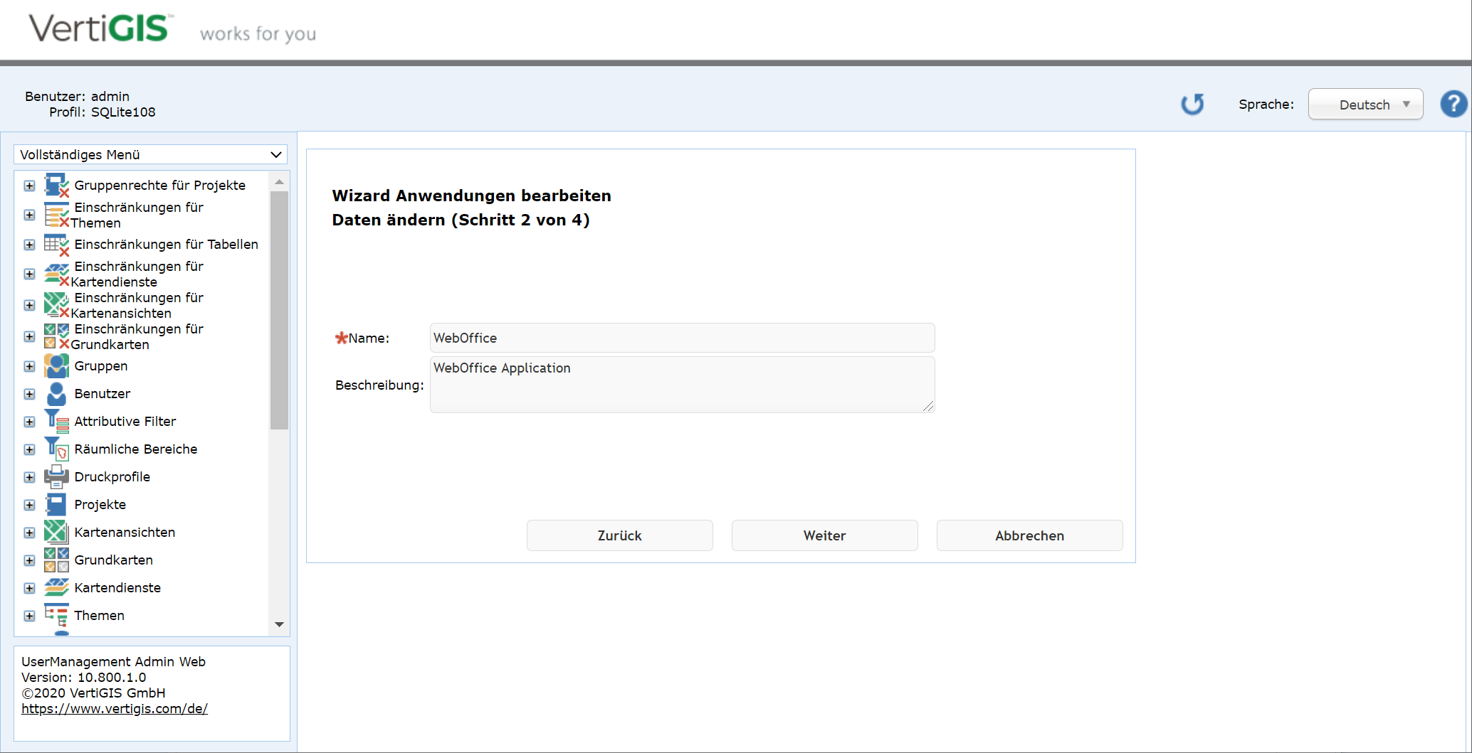 Anwendungen bearbeiten - Schritt 2 Daten ändern Anwendungen bearbeiten - Schritt 2 Daten ändern