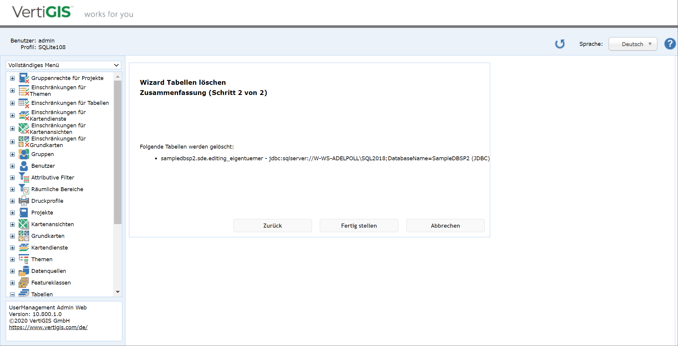 Usermanagement - Löschen von Tabellen (Zusammenfassung) Usermanagement - Löschen von Tabellen (Zusammenfassung)