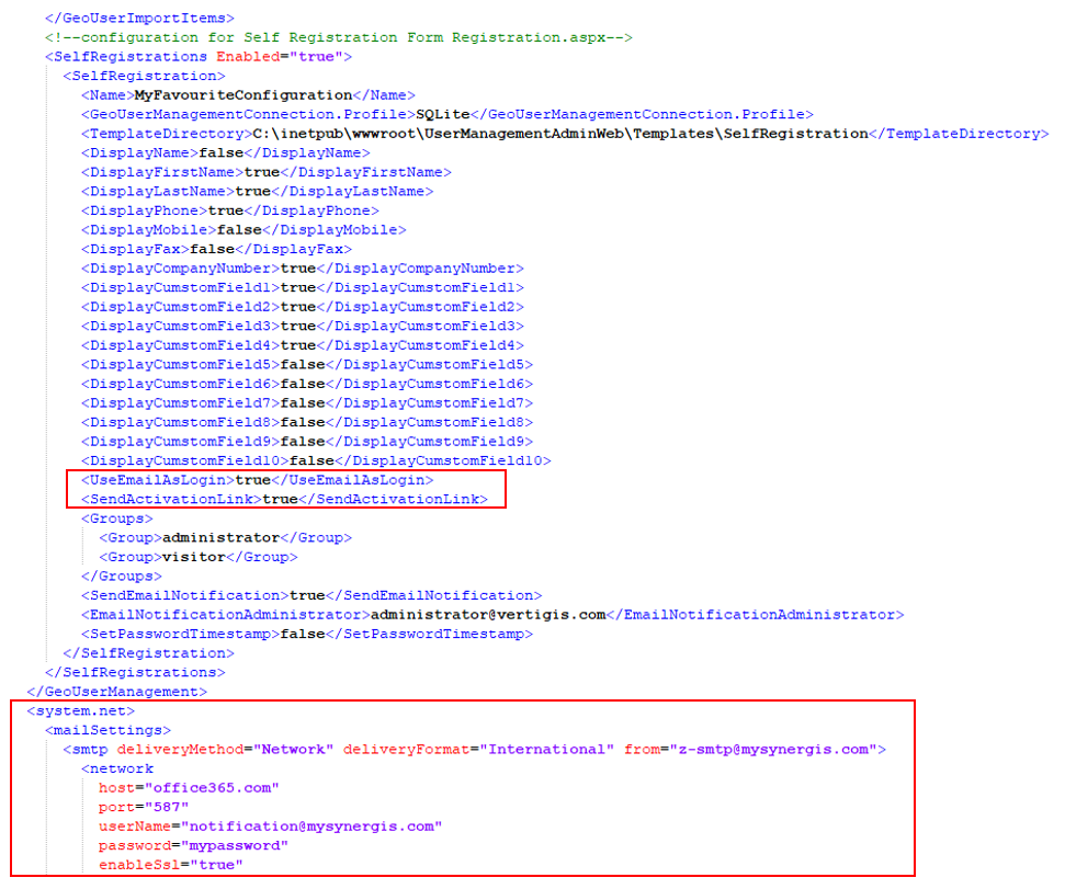 Passwort reset - web.config