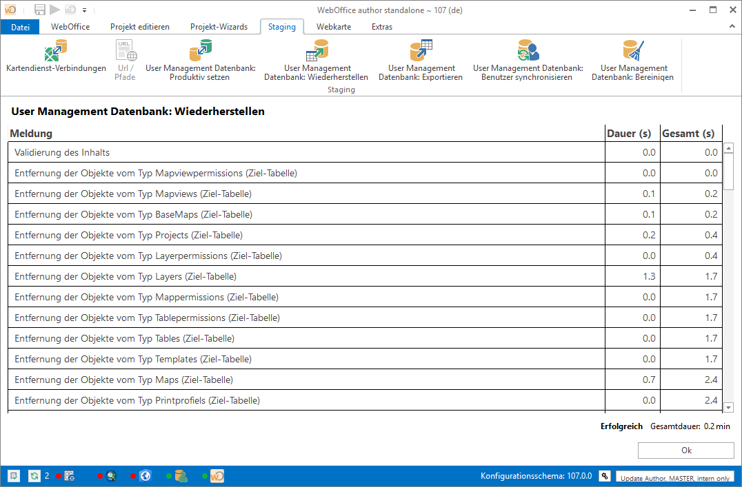 Information zum Abschluss der Wiederherstellung der UserManagement Datenbank Information zum Abschluss der Wiederherstellung der UserManagement Datenbank