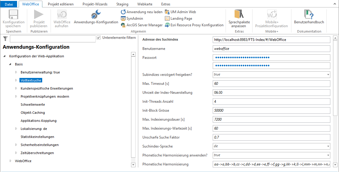 Konfiguration der Volltextsuche in der WebOffice Anwendungskonfiguration Konfiguration der Volltextsuche in der WebOffice Anwendungskonfiguration
