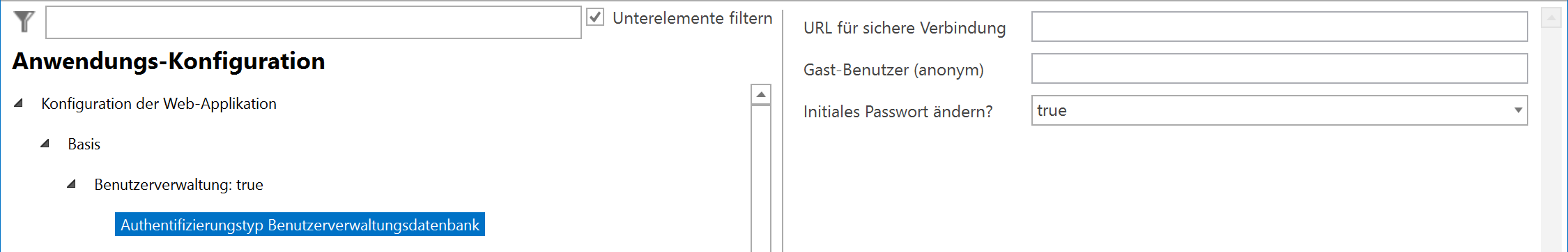 Authentifizierungstyp Benutzerverwaltungsdatenbank - Konfiguration Authentifizierungstyp Benutzerverwaltungsdatenbank - Konfiguration