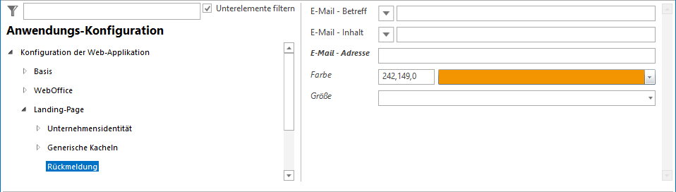 Konfiguration - Kachel Rückmeldung Konfiguration - Kachel Rückmeldung